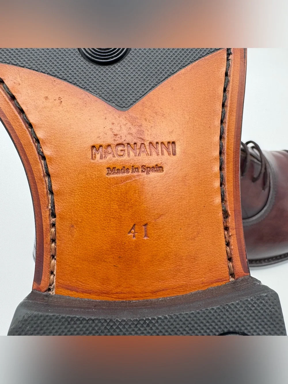 Magnanni Arcade Tabaco Leather Cap Toe Oxford Shoes Men EU 41 US 8 Made In Spain